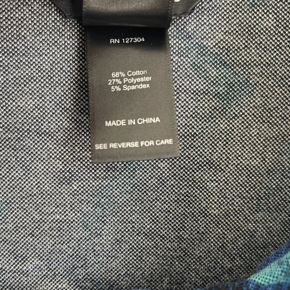 Ali Miles Blue Button Front Bell Sleeve Tunic Wired Collar Art to Wear  NWT - Picture 7 of 9